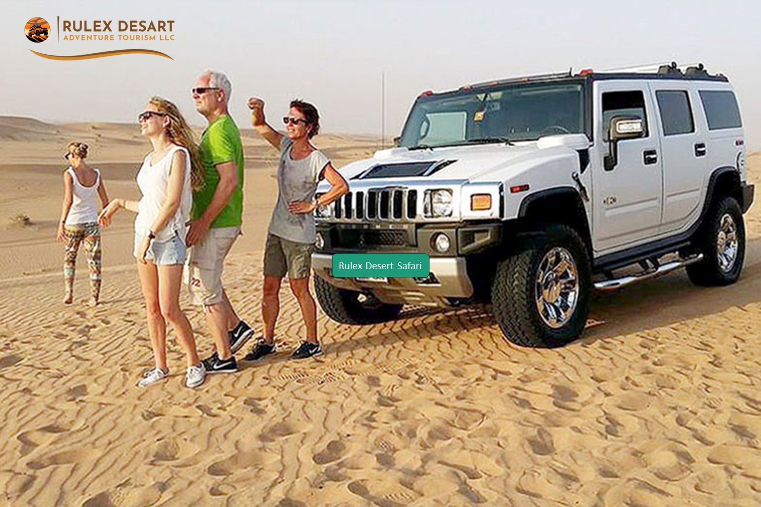 Private Hummer vehicle parked in the Dubai desert during a safari